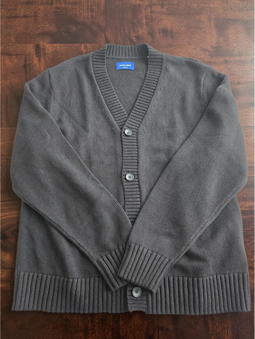 Jack & Jones Originals Men's Dark Gray Button-Up Cardigan Sweater Size M